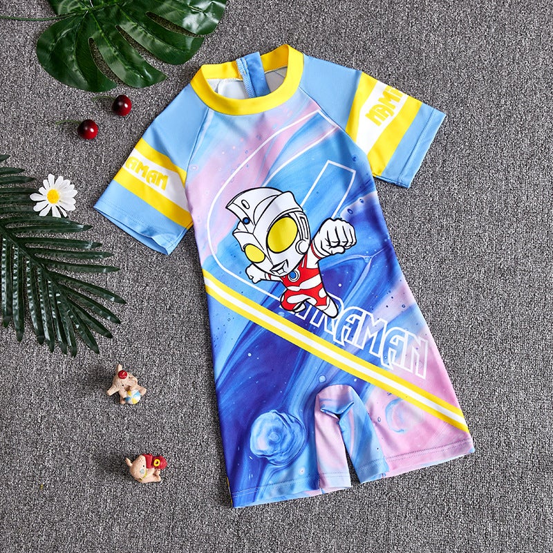 2025 Children'S Swimwear Girls' Small And Medium-Sized Children'S Swimwear Swimwear Cartoon Boys' Short-Sleeved Suit - Image 1